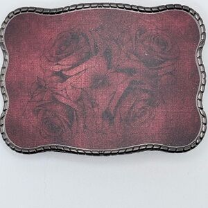Red Rose Pattern Wallet Belt Buckle